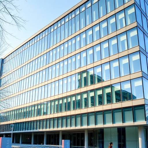 Ein modernes Bürogebäude in Zürich mit der Aufschrift Beispiel GmbH