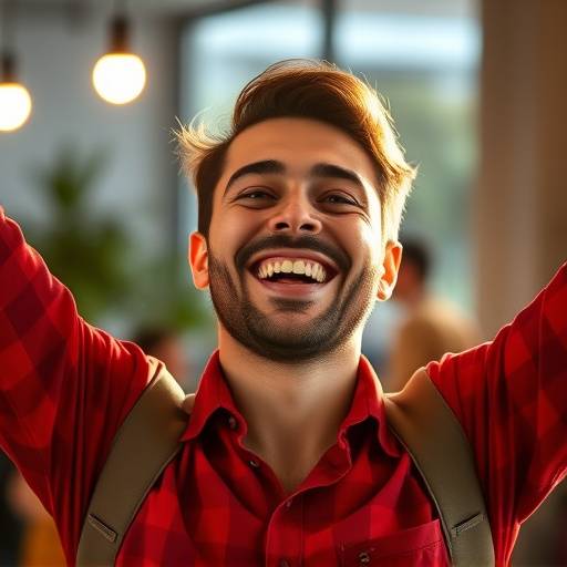 Eine Person feiert ihren neuen Jobvertrag mit einem Lächeln.